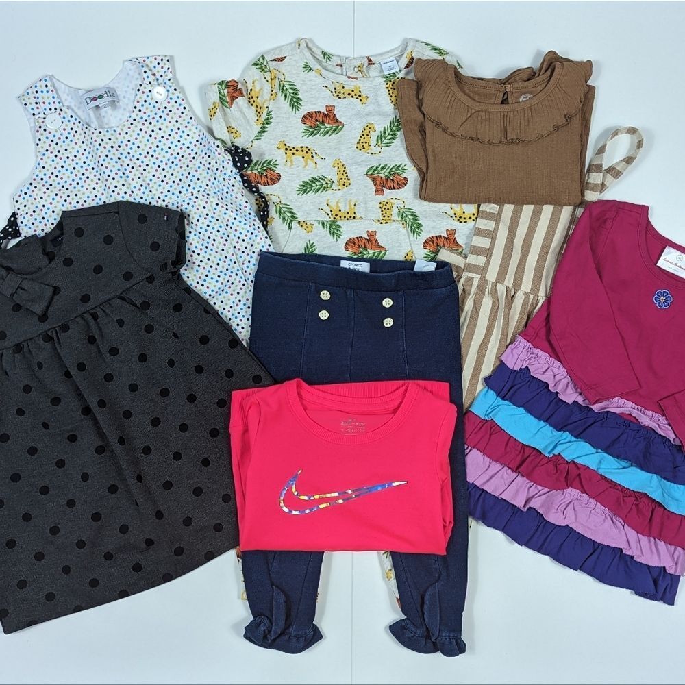 Hanna Andersson Mixed Lot of 8 Toddler Girl Dresses Rompers Pants 2T